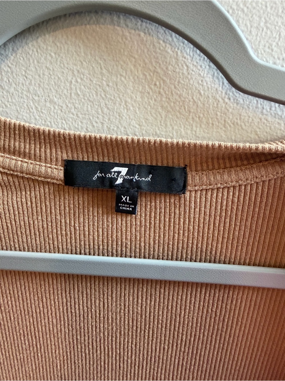7 For All Mankind Tan Ribbed Button-Front Cardigan - Picture 3 of 6